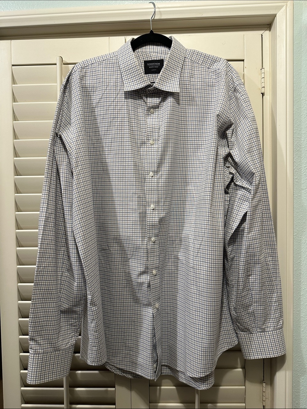 Nordstrom Men’s Blue and White Micro-Check Dress Shirt